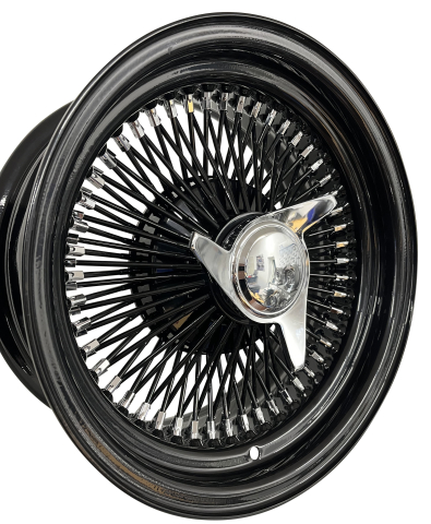 Show Wire Wheels Straight 100 Speichen Schwarz, Chrom Nippel 15x10 5x5