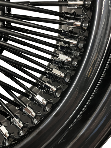 Show Wire Wheels Straight 100 Speichen Schwarz, Chrom Nippel 15x10 5x5