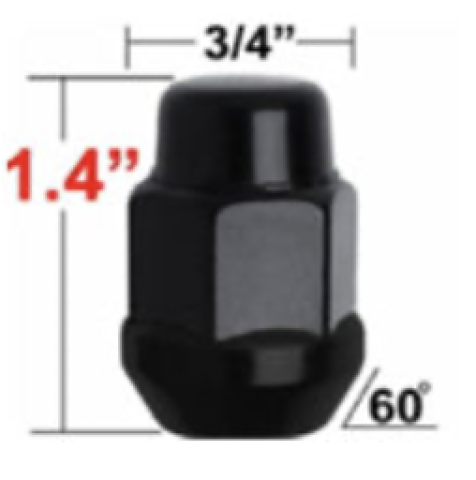 Gorilla Radmutter 1/2 Schwarz geschlossen 35,6mm