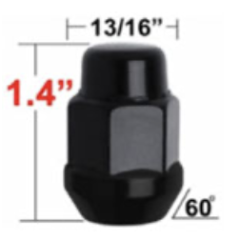 Gorilla Radmutter 13/16" 1/2 Schwarz geschlossen 35,6mm