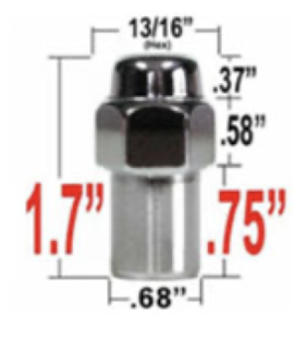 Gorilla Radmutter 13/16" 7/16 chrom geschlossen 43,18mm Mag