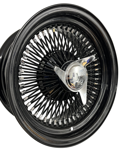 Show Wire Wheels Straight 100 Speichen Schwarz, Chrom Nippel 15x10 5x5