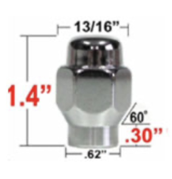 Gorilla Radmutter 13/16" 1/2 Chrom geschlossen 35,6mm