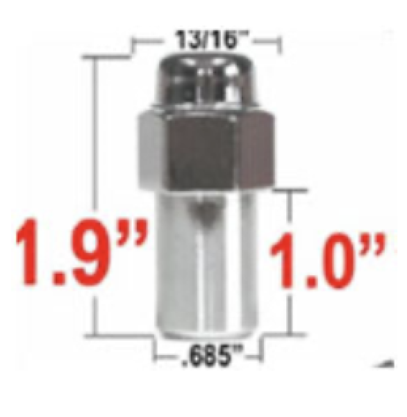 Gorilla Radmutter 13/16" 1/2 Chrom geschlossen 48,26mm