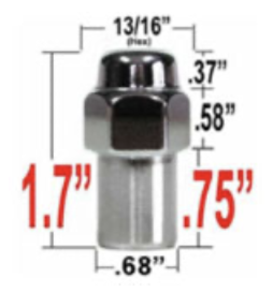 Gorilla Radmutter 13/16" 1/2 Chrom geschlossen 43,18mm